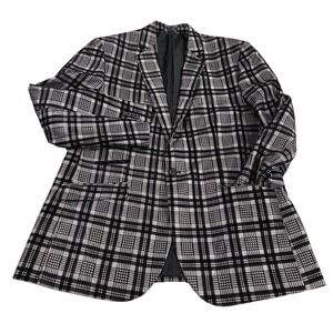 Tazio Sport Coat Mens Gray Black Check 44R Tetron Silk Breathable Notch Collar